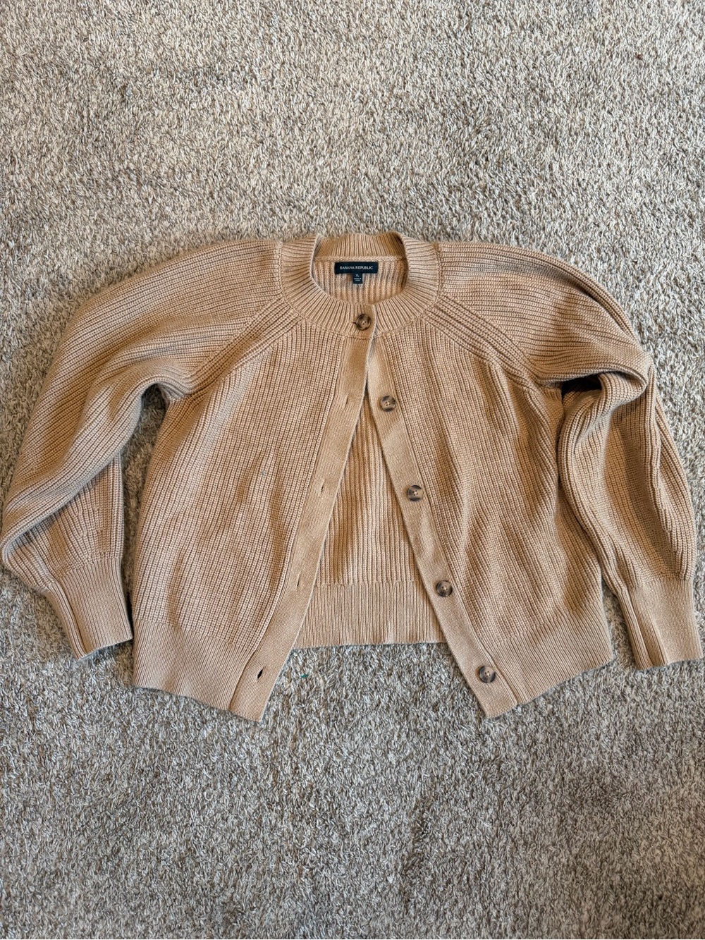 Banana Republic Tan Ribbed Button Cardigan
